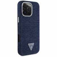 Guess Denim Triangle Logo MagSafe iPhone 16 Pro Ümbris - Sinine