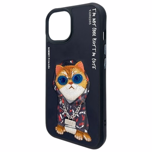 Nimmy Glasses Cool Cat ümbris jaoks iPhone 15 - must