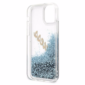 Guess GUHCP12SGLVSBL iPhone 12 mini 5.4" sinine/sinine kõvakaaneline Glitter Vintage Script korpus