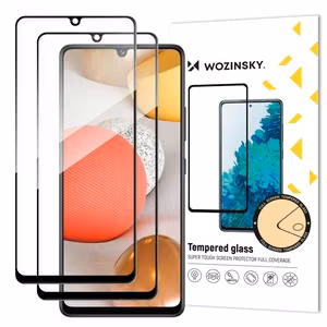 Wozinsky 2 täisliimiga ülivastupidavat karastatud täiskattega ekraanikaitseklaasi raamiga, ümbrisega ühilduvad, Samsung Galaxy A42 5G jaoks, mustad