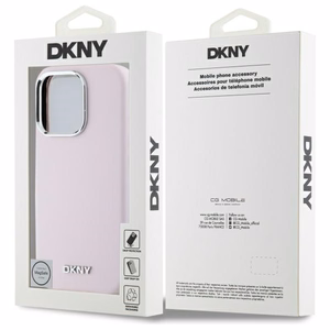 DKNY Liquid Silicone Small Metal Logo MagSafe iPhone 16 Pro Max Ümbris - Roosa