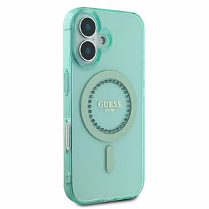 Guess IML Rhinestones MagSafe iPhone 16 Plus Ümbris - Roheline