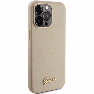 Guess Glitter Glossy Script ümbris jaoks iPhone 15 Pro - kuldne