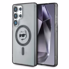 Karl Lagerfeld Button Choupette Head Printed Logo MagSafe Samsung Galaxy S25 Ultra ümbris must