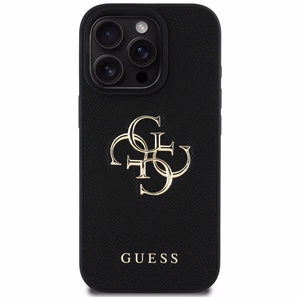 Guess Grained Big 4G Logo Small Classic Logo Ümbris jaoks iPhone 16 Pro Max - must