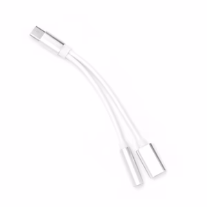 Adapter AUX 2in1 Type C (male) to Type C (female) / Jack 3,5 mm (female) valge