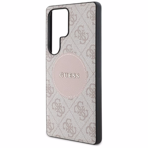 Guess 4G Round Patch Classic Logo MagSafe Ümbris jaoks Samsung Galaxy S25 Ultra roosa