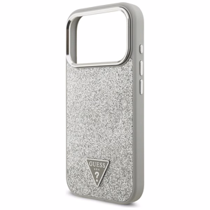 Guess Glitter Triangle Logo MagSafe ümbris jaoks iPhone 17 Pro - hõbedane