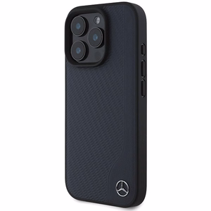 Mercedes MB Wood Imitation Leather MagSafe Ümbris jaoks iPhone 16 Pro Max - tumesinine