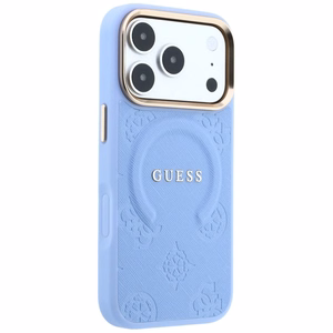 Ümbris mudelile IPHONE 18 Pro/17 Pro ühildub MagSafe'iga (Saffiano Peony Ring) (värv: helesinine)
