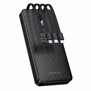 Borofone BJ84 Smooth Power Bank 10000mAh USB with USB, Type-C, Lightning and Micro USB cables black