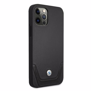 BMW nahast perforeeritud ümbris iPhone 12 Pro Max'ile - must