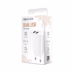 Forever сетевое зарядное устройство 2xUSB 2,4A LS-03 белый