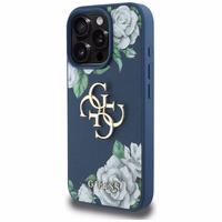 Guess Grained Roses Big 4G logo ümbris jaoks iPhone 16 Pro Max - sinine
