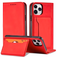 Magnetkaardi ümbris iPhone 12 Pro pouch kaardi rahakoti kaardihoidja Punane