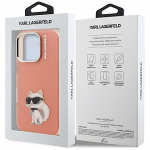 Karl Lagerfeld IML Aquarelle Choupette & Logo iPhone 16 Pro Ümbris - roosa