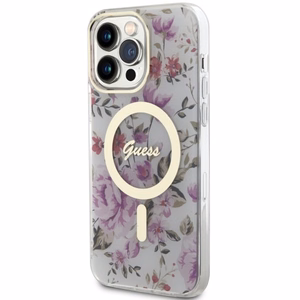 Guess GUHMP14XHCFWST iPhone 14 Pro Max 6.7" läbipaistev hardcase Flower MagSafe