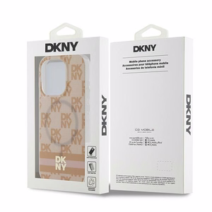 DKNY IML Checkered Mono Pattern & Printed Stripes MagSafe ümbris jaoks iPhone 15 Pro Max - roosa