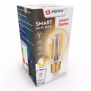 Умная Wi-Fi LED-лампа Alpina, E27, 4,9 Вт, тёплый белый свет