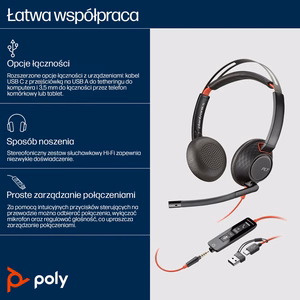 POLY Blackwire C5220 USB-C kõrvaklapid +sisseehitatud kaabel