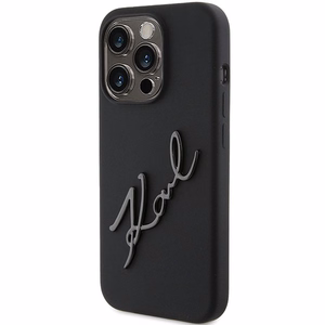 KARL LAGERFELD ümbris jaoks IPHONE 15 Pro KLHCP15LSKSBMCK (Silicone Karl Script Logo) must