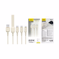 Dudao L7SE 3in1 USB-A - 2x USB-C / Lightning 66W Kaabel 1.2m - beige