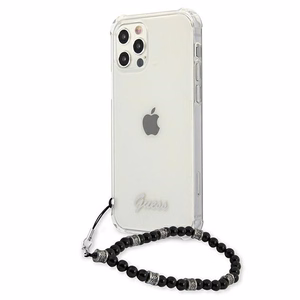 Guess GUHCP12MKPSBK iPhone 12/12 Pro 6.1" läbipaistev kõvakaane Black Pearl