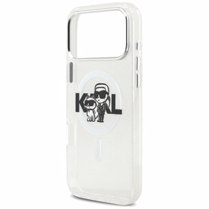 Karl Lagerfeld IML Glitter Karl & Choupette Sketch Logo MagSafe Ümbris jaoks iPhone 17 Pro Max - Clear