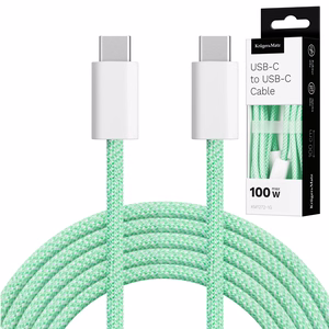 Krüger&Matz Basic USB-C–USB-C kaabel, 100 W, 1 m, roheline