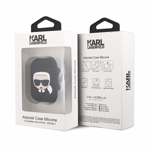 Karl Lagerfeldi silikoonist Ikonik ümbris AirPods 1/2 jaoks - must