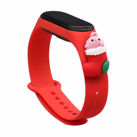 Rihm Xmas Xiaomi Mi Band 3 / 4 jõuludeks Silikoonist rihmaga käevõru koos sokiga - punane