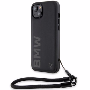 BMW Signature Leather Wordmark Cord ümbris jaoks iPhone 15 Plus / 14 Plus - must