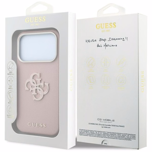 Guess Grained & Big Resin Logo ümbris iPhone 18 Pro / 17 Pro – roosa