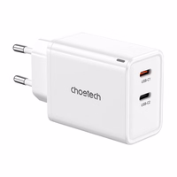 Choetech PD6013 2x USB-C PD 65W GaN wall laadija - valge