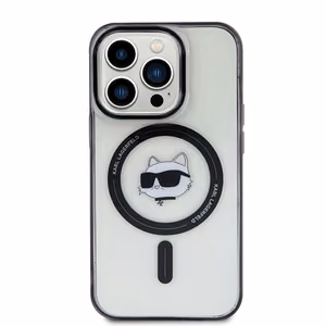 Karl Lagerfeld IML Choupette's Head MagSafe ümbris jaoks iPhone 15 Pro - läbipaistev