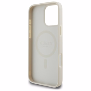 Guess Grained Kuldne Ring MagSafe Ümbris jaoks iPhone 16 Pro Max - Beige