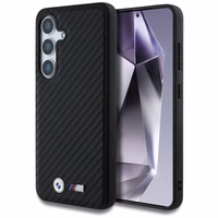 BMW Leather Carbon MagSafe Ümbris jaoks Samsung Galaxy S25 - must