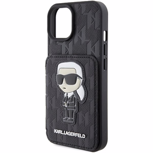 Karl Lagerfeld Saffiano Cardslots and Stand Monogram Ikonik Patch ümbris jaoks iPhone 15 - must