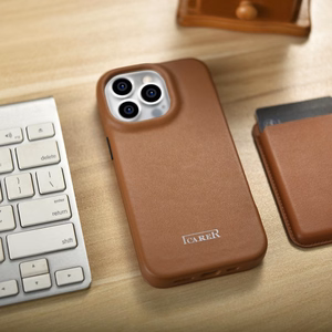 Чехол iCarer CE Premium Leather Folio для iPhone 14 Pro магнитный с откидной крышкой MagSafe коричневый