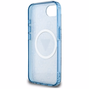 Guess IML Metal Glitter 4G Circle Triangle MagSafe Ümbris jaoks iPhone 16e - Sinine