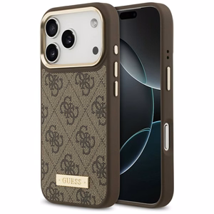 Guess 4G Logo Plate MagSafe чехол для iPhone 17 Pro - коричневый
