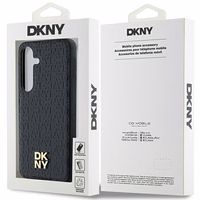 DKNY Leather Pattern Metal Logo MagSafe ümbris jaoks Samsung Galaxy S24 - must