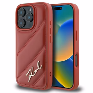 Karl Lagerfeld Quilted Signature iPhone 16 Pro Ümbris - punane