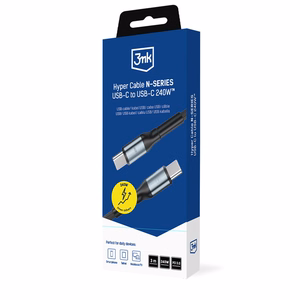 3mk Hyper Cable N-SERIES USB-C / USB-C 3m PD 3.0 QC 3.0 48V / 5A 240W - black