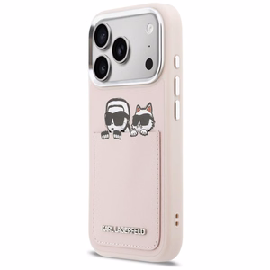 Karl Lagerfeld Karl & Choupette Print & Pocket Case iPhone 17 Pro Max jaoks - roosa