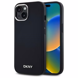 DKNY Plain Logo MagSafe iPhone 15 Ümbris - Must