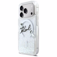 Karl Lagerfeld Liquid Glitter Karl Script Logo MagSafe Ümbris for iPhone 17 Pro - Clear