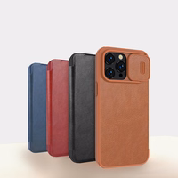 Kott Nillkin Qin Pro Nahast Apple iPhone 14 Pro Max pruun