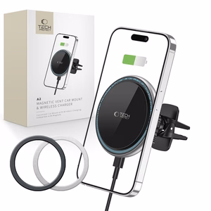 Tech-Protect A2 Car Phone Hoidja koos MagSafe 15W Induktiivne Laadija jaoks Air Vent - must