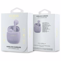 Guess Bluetooth kõrvaklapid GUTWSJ14ESGU TWS + docking station purple/purple Printed Classic Logo